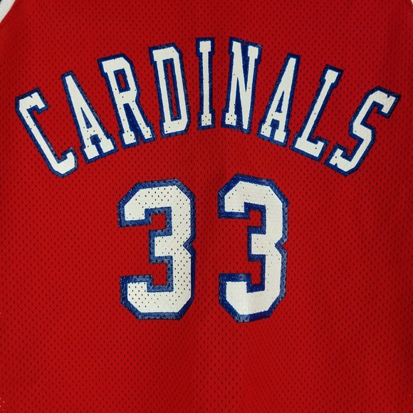 Vintage Cardinals Basketball Jersey #33 Russell Athletic Size 38 Red White Blue - Picture 2 of 5